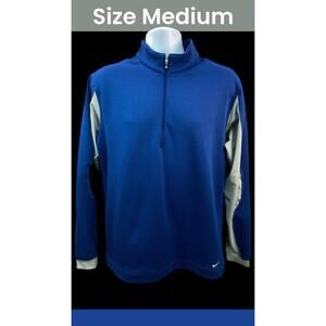 Nike Golf Therma Fit 1/4 Zip Waffle Knit Pullover Blue Long Sleeve Men’s Size M